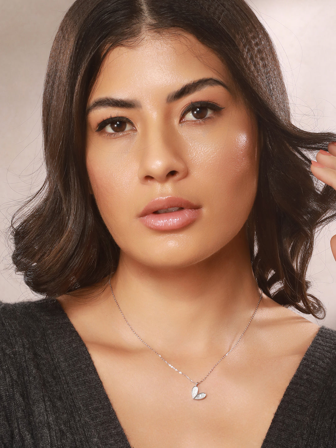 925 Sterling Silver CZ Studded Butterfly Charms Dainty Pendant Necklace & Chain